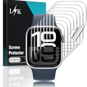 LϟK 8 Pezzi TPU Pellicola Protettiva per Apple Watch Series 10 46mm – Senza Bolle Trasparente HD Schermo Protettivo con Facile Kit D’Installazione