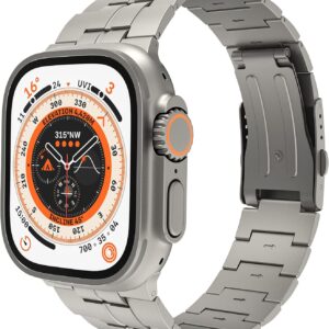 LULULOOK Cinturino Titanio per Apple Watch Ultra 2, in Titanio Grado 2, Chiusura Pieghevole, Leggero e Anti-Rash, Estetico, Piacevole da Indossare, Cinturino per Apple Watch Ultra (Titanio, 49mm)