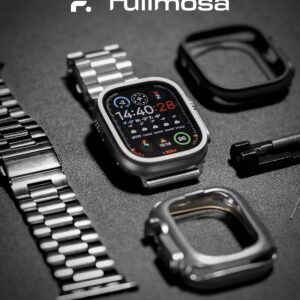 Fullmosa Cinturino per Apple Watch 45mm/44mm/42mm, Cinturino in Acciaio Inossidabile Compatibile con Apple Watch Serie 9 8 7 6 5 4 3 2 1, Apple Watch SE 2/ SE, per Uomo e Donna, Argento