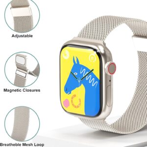 Higgs Metallo Cinturino Compatibile con Cinturini Apple Watch 40mm 41mm 38mm 42mm 44mm Ultra 2 49/46/45mm Donna,Cinturino Doppie Magnetiche per iWatch Serie SE(se 2)10 9 8 7 6 5 4 3 2, Maglia Milanese