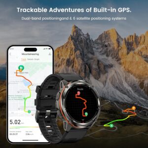 KOSPET TANK T3 Ultra Smartwatch, GPS, 5ATM Impermeabile, Orologio Smartwatch Uomo,1.43”Schermo HD AMOLED, 170+ Modalità Sport/Chiamata Bluetooth/Altitudine/Pressione/Bussola Compatibile Android/iOS
