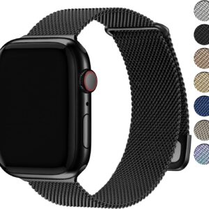 Fullmosa Cinturino per Apple Watch 44mm 45mm 46mm 49mm 42mm, Cinturino Maglia Milanese in Acciaio Inox Compatibile con Apple Watch Ultra 2/1 iWatch Series 10 9 8 7 6 5 SE 4 3 2 1, Donna e Uomo, Nero