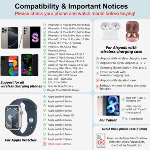 Caricatore Wireless per Apple, Stazione di Ricarica Wireless 4 in 1 per iPhone 16/15/14/13/iphone 12 pro max/12 pro, Stazione di Ricarica per Apple Watch 10/9/8/7/6/SE/5, Caricatore per AirPods 4