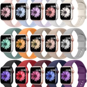 Higgs 15 Pezzi Cinturini Compatibile con Cinturino Apple Watch 41mm 40mm 38mm Donna e Uomo, Bracciale Sportivo in Silicone Morbido per iWatch Series (42mm 10) 9 8 7 SE 6 5 4 3 2 1, Nero Galassia Rosa