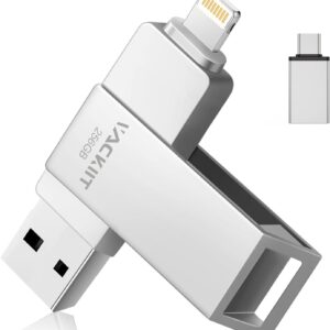 Chiavetta USB 256 GB per iPhone Apple Certificato, Vackiit Chiavetta USB C Lightning Chiave USB 3.0 Photo Stick Archiviazione Esterna per iPad Mac iOS OTG Android Mobile PC con MFI Lightning, USB 3.0