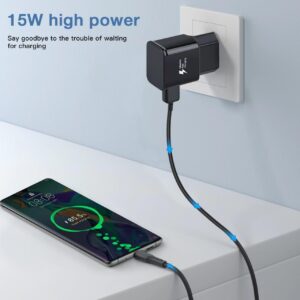 Mijun Caricatore USB Ricarica Rapida per Samsung Galaxy A13 A14 A20e A34 A51 A52 A53 A54 S8 S9 S10 S20 S21 Fe Plus Z Flip3, Z Fold2 5G Caricatore Cellulare, Caricabatteria con 1,5m Cavo USB Tipo C
