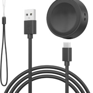 Amzpas Caricatore per Samsung Galaxy Watch 6/6 Classic/Watch 5 Pro/Watch 5/Watch 4/Watch 4 Classic/Watch 3/Watch Active 2/Watch Active, Veloce Portatile Cavo di Ricarica USB (Nero)