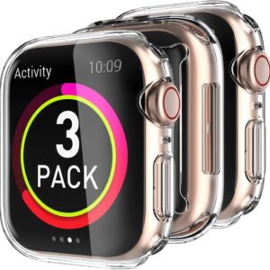 Delidigi [3 pezzi] Cover Apple Watch 44mm, Custodia Protettiva per Schermo in TPU Trasparente per iwatch Series 6 5 4 SE (44MM, Trasparente)