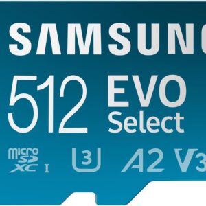 Samsung Memorie EVO Select Scheda MicroSD da 512GB, UHS-I U3, fino a 160 MB/s, compatibile con Smartphone, Tablet, Console Gaming, GoPro