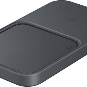 Samsung Wireless Charger Duo 15W Fast Charging 2.0 con Caricabatterie 25W, Grigio scuro