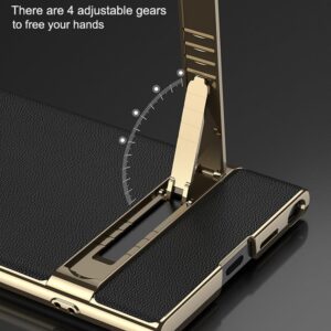 SOUTEM per Samsung Galaxy S24 Ultra Custodia Pelle Vegana con 4 Modalità Cavalletto Regolabile, Sottile Flessibile Morbida Presa Lusso Vegan Sottile Antiurto Cover per Samsung S24 Ultra(Nero)