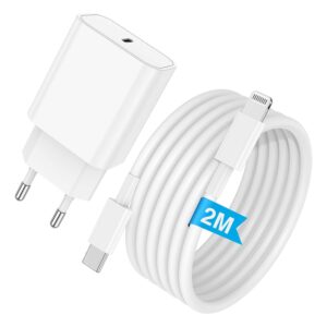 Caricatore iPhone 13 12 14 11, 20W Caricatore Rapido PD per Apple Originale, Caricabatterie USB C Lightning Cavo 2M per Apple iPhone Pro Max Mini XS XR SE iPad