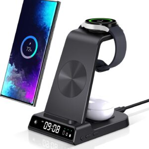 Phelinta 3 in 1 Caricatore Wireless per Samsung, Stazione di Ricarica per Samsung S24 Ultra/S23/Z Flip 6/Z Fold 6, Base Ricarica Wireless per Samsung Galaxy Watch Ultra/7/6/5 Pro, Galaxy Buds 2/2 Pro