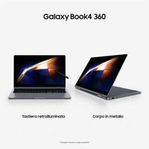 Samsung Galaxy Book4 360, Intel® Core™ i7 Processor, 16GB RAM, 512GB, Laptop 15.6″ Super AMOLED, Windows 11 Home, Gray [Versione Italiana]
