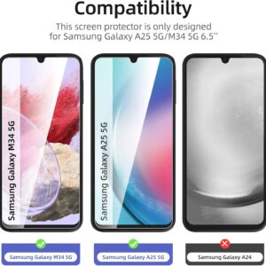 NEW’C 3 Pezzi, Vetro Temperato per Samsung Galaxy A25 5G, M34 5G, Pellicola Prottetiva, Senza Bolle, Durezza 9H, 0,33mm Ultra Trasparente, Ultra Resistente