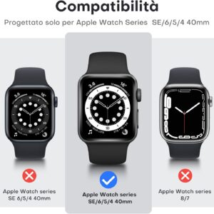 TAURI 2 Pezzi Cover per Apple Watch SE 40MM /Serie 6/Serie 5/Serie 4 40MM con Protezione in Vetro Temperato 9H, Tocco Sensibile, Chiaro HD, Design Sottile e Rigido – Nero