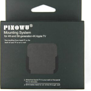 Pinowu, Supporto con staffa da parete compatibile con Apple TV 4K/HD, e custodia protettiva con cinturino per il polso per telecomando Siri remote (seconda generazione) (nero)