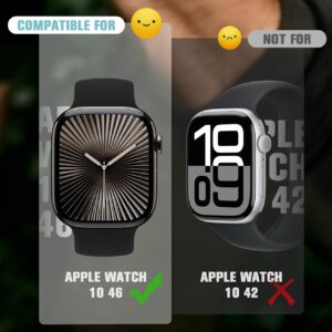 Seltureone 2 pezzi Custodia per Apple Watch 10 46mm Custodia protettiva con protezione dello schermo, PC duro 360° tutto intorno Anti graffio Anti polvere Custodia protettiva ultra sottile – Nero