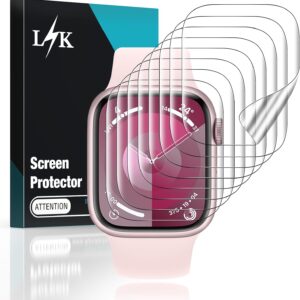 LϟK 8 Pezzi TPU Pellicola Protettiva per Apple Watch Series 9 / Series 8 / Series 7 41mm – Senza Bolle Trasparente HD Schermo Protettivo con Facile Kit D’Installazione