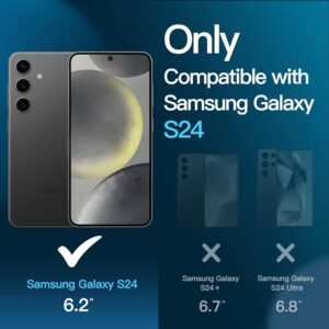 JETech 5 in 1 Cover Opaca per Samsung Galaxy S24 5G con 2 Pellicola Protettiva e 2 Protezione Lente Fotocamera, Posteriore Traslucida Custodia, Vetro Temperato Film (Nero)