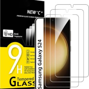 NEW’C 3 Pezzi, Vetro Temperato per Samsung Galaxy S24 5G, Pellicola Prottetiva Anti Graffio, Anti-Impronte, Durezza 9H, 0,33mm Ultra Trasparente, Ultra Resistente