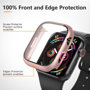 Amzpas 【3 Pezzi】 Cover per Apple Watch SE 40mm Series 6 5 4 40mm con Pellicola Protettiva, Vetro Temperato Rigida Custodia per Apple Watch 40mm Series 6 5 4 SE