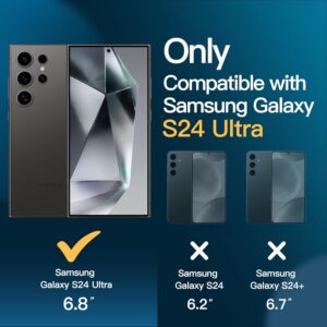 JETech 5 in 1 Cover Opaca per Samsung Galaxy S24 Ultra 5G con 2 Pellicola Protettiva e 2 Protezione Lente Fotocamera, Retro Traslucido Protettiva Custodia, Vetro Temperato Film (Nero)