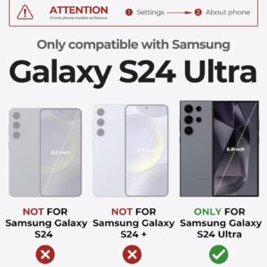 Dexnor per Cover Samsung Galaxy S24 Ultra con Copertura integrata della fotocamera scorrevole & Protezione dello schermo & Kickstand, Custodia resistente agli urti Copertura protettiva – Nero