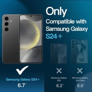 JETech 5 in 1 Cover Opaca per Samsung Galaxy S24+ / S24 Plus 5G con 2 Pellicola Protettiva e 2 Protezione Lente Fotocamera, Posteriore Traslucida Custodia, Vetro Temperato Film (Nero)
