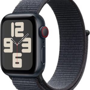Apple Watch SE (2ª gen.) GPS + Cellular 40 mm Smartwatch con cassa in alluminio Mezzanotte e cinturino Sport Loop Inchiostro. Tracker per fitness e sonno, Rilevamento incidenti, Carbon Neutral