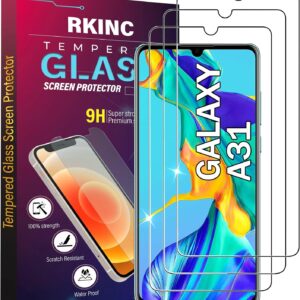 RKINC Vetro Temperato [3 Pezzi] per Samsung Galaxy A31, Pellicola salvaschermo, Durezza 9H 0,33 mm [garanzia a vita] [antigraffio][antifrantumazione][senza bolle]