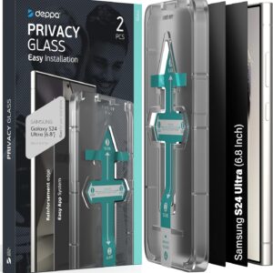 Deppa |2 pezzi| Vetro Temperato Anti-Spia per Samsung Galaxy S24 Ultra (6.8′) Compatibile con ID Impronta Digitale[Copertura Totale] con Kit di Installazione Facile-Pellicola Proteggi Schermo in Vetro