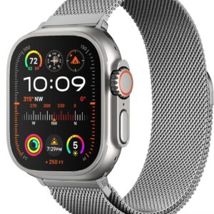 Originale Loop Milanese in Titanio Acciaio Inossidabile Compatibile con Apple Watch Cinturino 49mm 46mm 45mm 44mm 42mm 41mm 40mm 38mm, per iWatch Ultra 2/Ultra, SE, 10 9 8 7 6 5 4 3 2 1