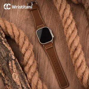 Wristitani Cinturino in pelle vintage, compatibile con cinturini Apple Watch pelle 44mm 45mm 42mm 49mm 41mm 40mm 38mm, cinturini Uomo e Donna per iWatch Ultra 2 Serie 9 8 7 SE 6 5 4 3 2 1