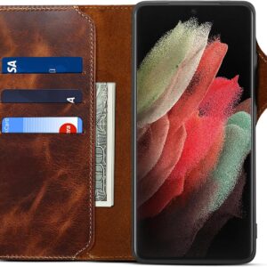SCWZZWSY Custodia a portafoglio per Samsung Galaxy S24 Ultra/S24 Plus/S24 Plus/S24, custodia protettiva magnetica in pelle di vacchetta di lusso con texture a olio cerata (S24 Ultra, blu)