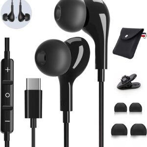 Cuffie USB C con Microfono, Cuffie Type C per Samsung Galaxy S23 S24 S22 Ultra A55 A35 A53 A33 A54 5G, Hi-Fi Stereo Auricolari Tipo C In-Ear con Filo Auricolari USB C per iPhone 15 Pro Max 16 Pro Max