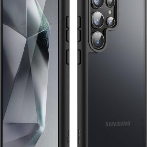 JETech Cover Opaca per Samsung Galaxy S24 Ultra 5G, Custodia Posteriore Glassata Traslucida Sottile, Anti-Impronte (Nero)