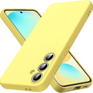 Byvuwiay Cover per Samsung Galaxy S24 FE, Morbida Silicone Liquida TPU Protettivo Ultra Slim Custodia Antiurto, Custodia Compatibile con Samsung Galaxy S24 FE – Giallo