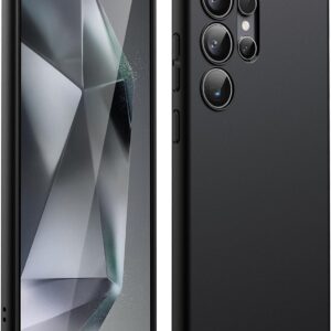 JETech Cover Slim per Samsung Galaxy S24 Ultra 5G, Piena Protezione Lente Fotocamera, Morbido TPU Sottile Protettiva Cellulare Custodia con Finitura Opaca, Antiurto (Nero)