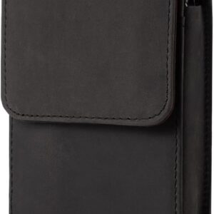 Hengwin Custodia vintage in vera pelle con clip per iPhone 16 Pro Max, 16 Plus, 15 14 13 12 11 Pro Max, Samsung S24 S23 S22 Ultra, fodera in vita, portafoglio da viaggio (Grigio)