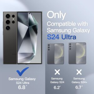 JETech Cover Opaca per Samsung Galaxy S24 Ultra 5G, Custodia Posteriore Glassata Traslucida Sottile, Anti-Impronte (Nero)