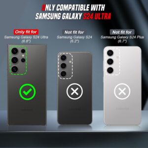 LeYi Cover per Samsung S24 Ultra con Vetro Temperato [2 Pack], Custodia con Protezione Fotocamera [Slidable] Antiurto Militare 360° Anello Supporto TPU Bumper Custodie Samsung Galaxy S24Ultra, Nero