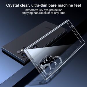 Phoona Cover per Samsung Galaxy S24 Ultra 5G Custodia con 2 Pezzi Pellicola Vetro Temperato,Ultra Sottile Trasparente Silicone Protettiva Case per Samsung S24 Ultra Sottile Morbida Antiurto Cover