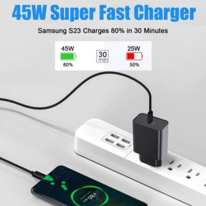 45W Caricabatterie USB C Rapido,Caricatore e Cavo per Samsung Galaxy S24 Ultra/S24 Plus/S24/S23 Ultra/S22+/S22/S21 S23 FE,Note 10/20,A54 A15 A25 5G/A14 A34 A53 A23 A33,Tab S7 S8 S9,Super Fast Charger