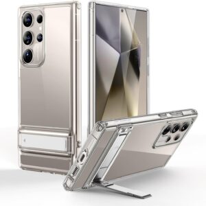 ESR Custodia per Samsung Galaxy S24 Ultra, Cover sottile antiurto con supporto a 3 modalità, Protezione anti-caduta di livello militare, Cavalletto brevettato, Serie Boost, Trasparente