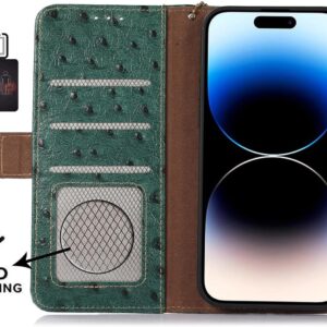 Custodia a portafoglio per Samsung Galaxy S24 Ultra/S24 Plus/S24 in pelle bovina, realizzata a mano, con rilievo di struzzo, magnetica, guscio interno in TPU (S24 Ultra, rosso)