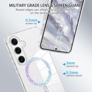 BENTOBEN Cover Magnetica per Samsung Galaxy S24 FE, Compatibile con MagSafe, Glitter e Antimpronta Custodia, Sottile TPU Silicone Antigraffio Antiurto Samsung Galaxy S24 FE Custodia- Trasparente