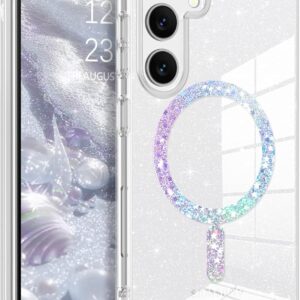 BENTOBEN Cover Magnetica per Samsung Galaxy S24 FE, Compatibile con MagSafe, Glitter e Antimpronta Custodia, Sottile TPU Silicone Antigraffio Antiurto Samsung Galaxy S24 FE Custodia- Trasparente