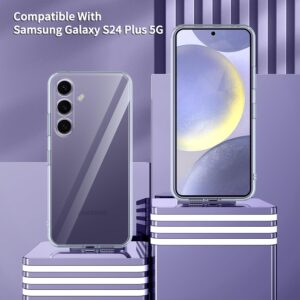 Phoona Cover per Samsung Galaxy S24 Plus 5G Custodia con 2 Pezzi Pellicola Vetro Temperato,Ultra Sottile Trasparente Silicone Protettiva Case per Samsung S24 Plus Sottile Morbida Antiurto Cover