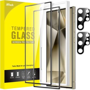 JETech Pellicola Protettiva per Samsung Galaxy S24 Ultra 5G 6,8 Pollici con Protezione di Obiettivo Fotocamera, Vetro Temperato Film, Compatibile ID Impronte Digitali, Pacco da 2 Ciascuno